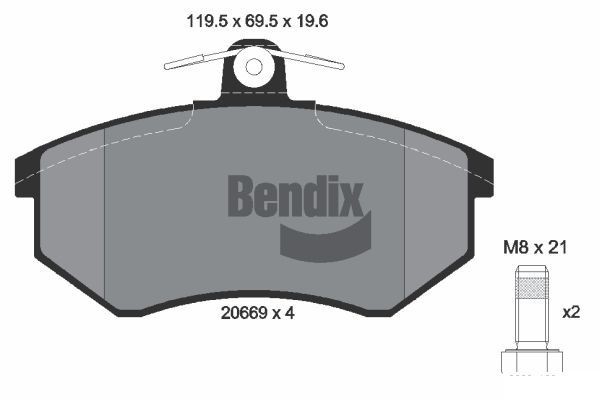 BENDIX Braking BPD1718: Juego de pastillas de freno con tornillos pinza freno