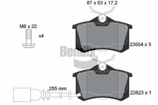 BENDIX Braking BPD2053: Plăcuțe de frână cu suruburi etrier