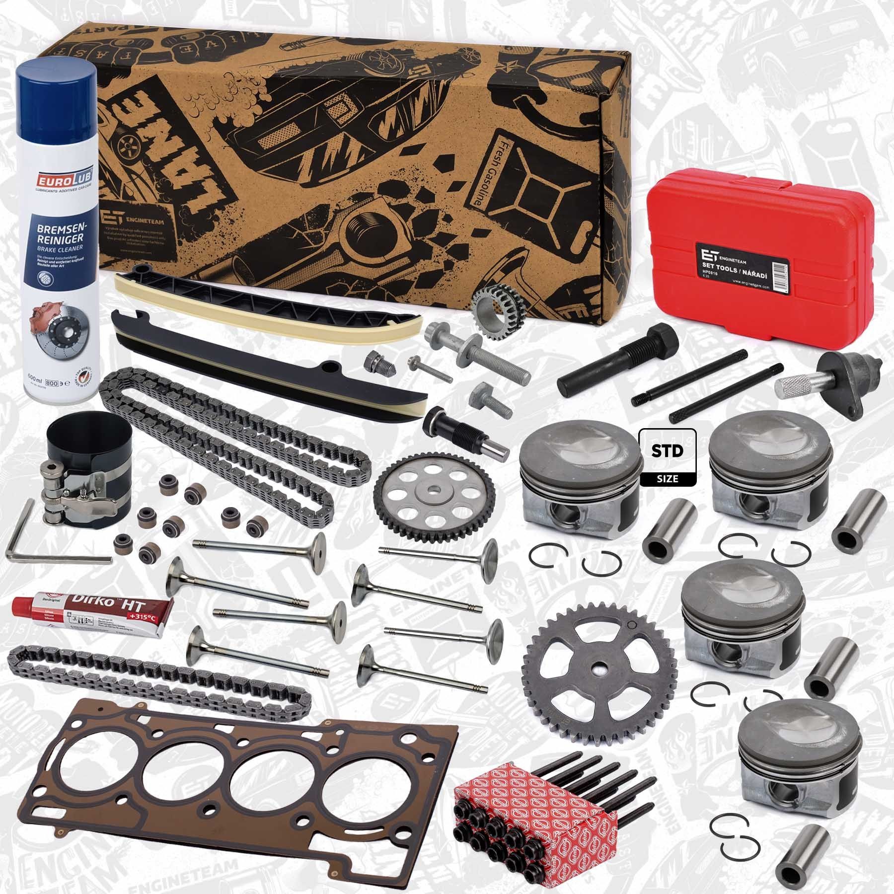 ET ENGINETEAM RS0106VR6: Σετ καδένας χρονισμού boxET – service kit με αλυσίδα αντλίας λαδιού, με γρανάζια, με φλάντζα κυλινδροκεφαλής, με μπουλόνια