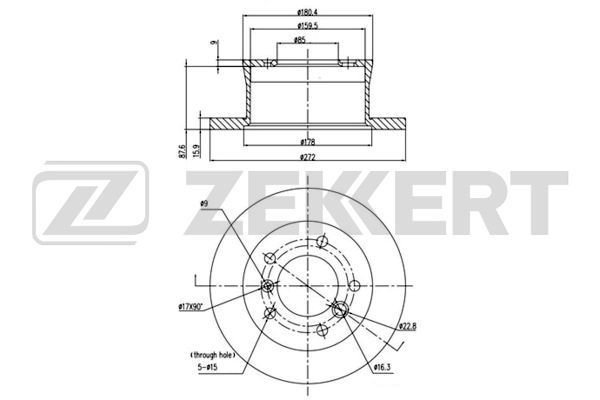 ZEKKERT BS-5054B: Piduriketas Ø: 272mm, täis, Ø: 272mm, värvitud