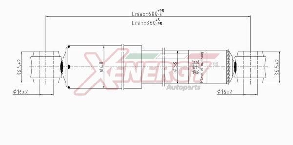 AP XENERGY X355343: Amortizators Aizmugurējais tilts, Gāzes spiediens, Teleskopiskais amortizators