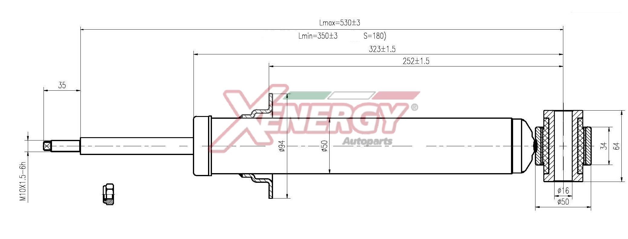 AP XENERGY X825341: Amortizor punte fata, presiune gas, Amortizor cu arc