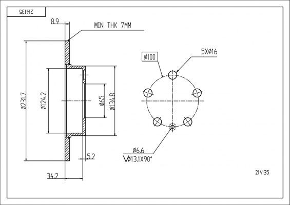 HART 214 135: Disque de frein Ø: 230mm, plein, Ø: 230mm