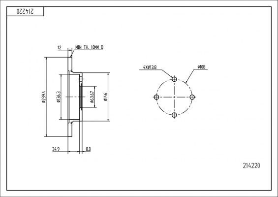 HART 214 220: Piduriketas Ø: 240mm, täis, Ø: 240mm