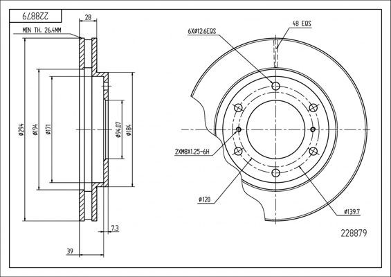 HART 228 879: Bremseskive Ø: 294mm, ventileret, Ø: 294mm
