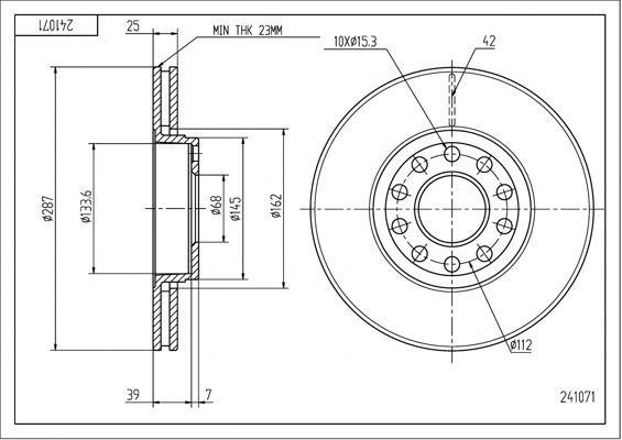 HART 241 071: Piduriketas PREMIUM LINE Ø: 288mm, välisõhutus, Ø: 288mm