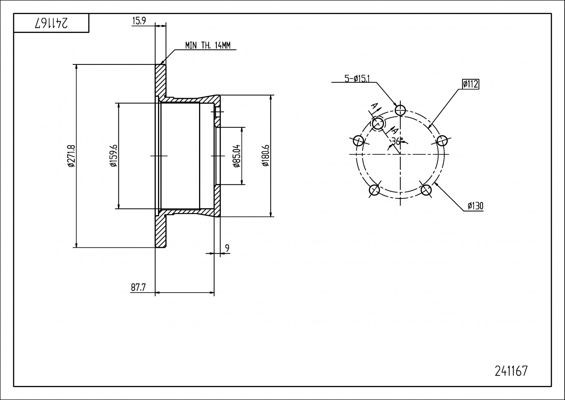 HART 241 167: Piduriketas PREMIUM LINE Ø: 272mm, täis, Ø: 272mm