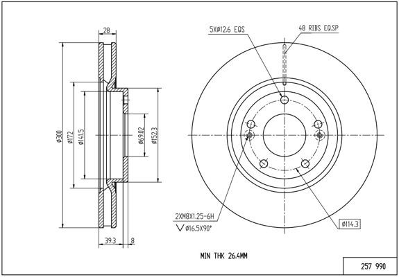 HART 257 990: Piduriketas PREMIUM LINE Ø: 300mm, sisemine õhutus, Ø: 300mm