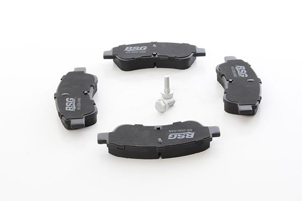 BSG BSG 65-200-048: Juego de pastillas de freno Eje delantero, con accesorios, con tornillos pinza freno