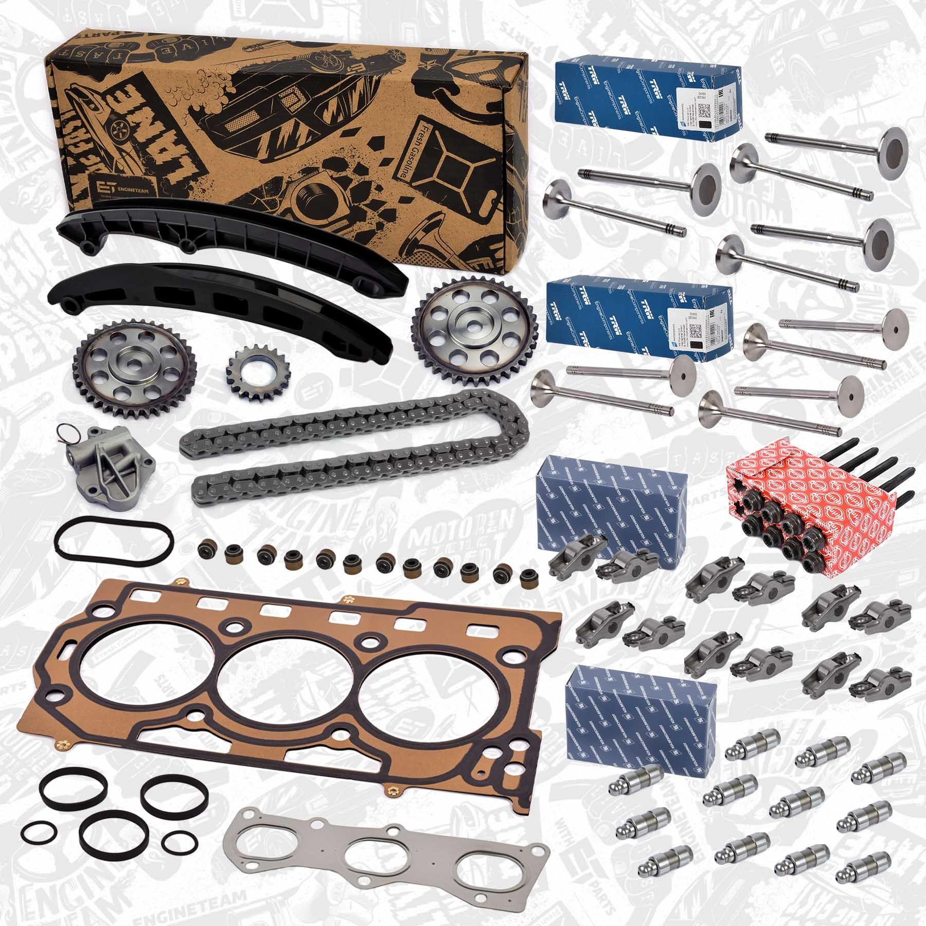 ET ENGINETEAM RS0045VR4: Kamkedjesats boxET – service kit med cylindertoppspackning, med ventillyftare, med skruvar
