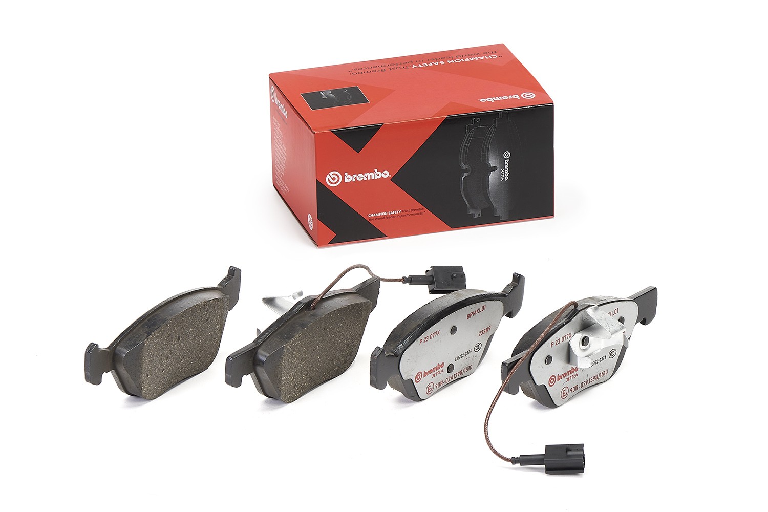 BREMBO P 23 077X: Brzdové platničky XTRA LINE bez prislusenstva, s proti hlukovým plechom