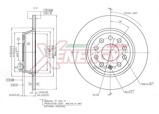 AP XENERGY X601542: Brzdový kotouč Zadní náprava, R: 245mm, plný, R: 245mm