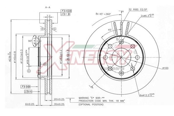 AP XENERGY X602767: Brzdový kotouč přední osa, R: 236mm, větráno, R: 236mm
