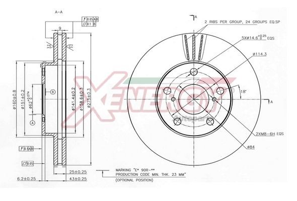 AP XENERGY X602823: Disco de freno Eje delantero, Ø: 275mm, ventilado, Ø: 275mm