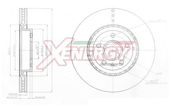 AP XENERGY X602893: Piduriketas Esisild, Ø: 337mm, õhutusega, Ø: 337mm