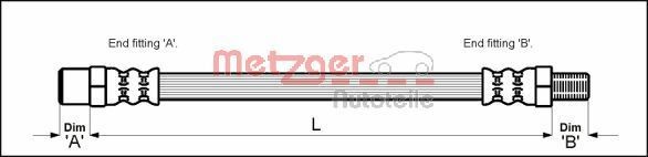 METZGER 4110568: Спирачен маркуч 285mm