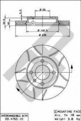 METZGER X20024: Brzdový kotouč R: 239mm, vnitřně větráno, se sadou pojistných šroubů