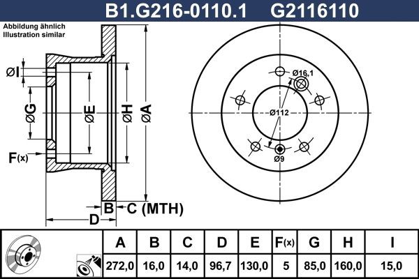 GALFER B1.G216-0110.1: Piduriketas Ø: 272,0mm, täis, Ø: 272,0mm, kaetud