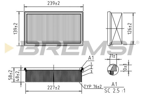 BREMSI FA0528: Gaisa filtrs