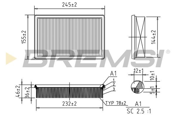 BREMSI FA0565: Gaisa filtrs