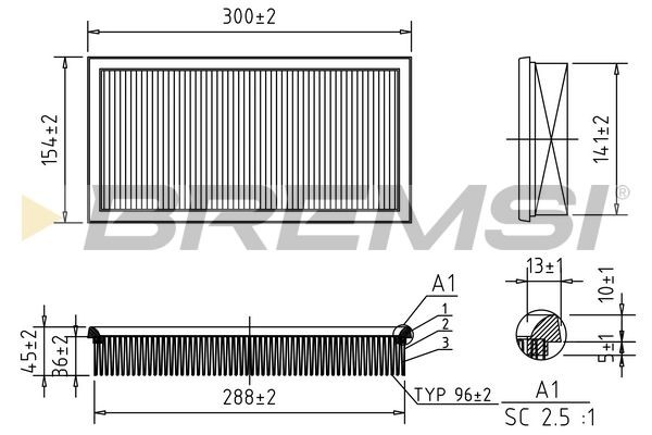 BREMSI FA0574: Gaisa filtrs