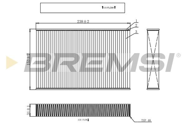 BREMSI FC0885: Filtrs, Salona telpas gaiss Daļiņu filtrs