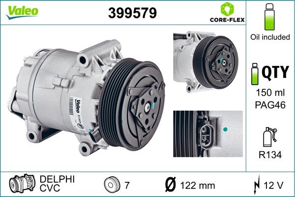 VALEO 399579 Klimakompressor VALEO CORE-FLEX mit PAG-Kompressoröl