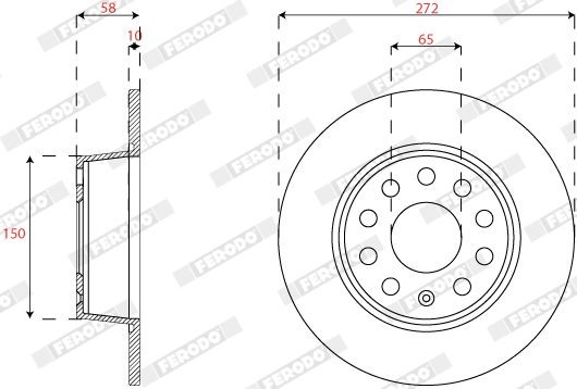 FERODO DDF2825C: Piduriketas PREMIER Ø: 272mm, täis, Ø: 272mm, kaetud, ilma kruvideta