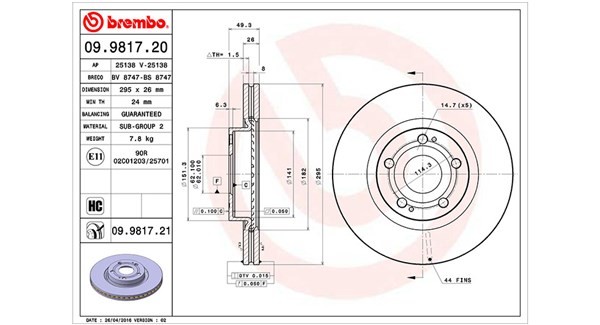 MAGNETI MARELLI 360406068200: Piduriketas Ø: 295mm, sisemine õhutus, Ø: 295mm
