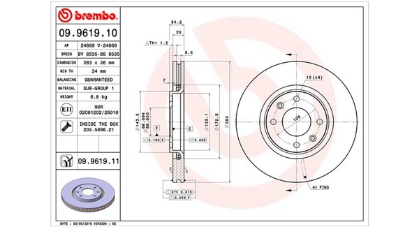 MAGNETI MARELLI 360406073800: Bremseskive Ø: 283mm, indvendigt ventileret, Ø: 283mm, med skruer