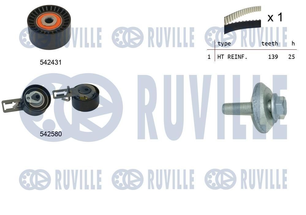 RUVILLE 550386: Ozubení, sada rozvodového řemene zuby: 139, s řemenem