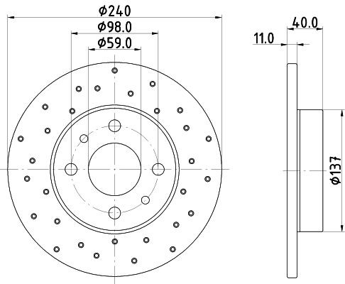 MINTEX MDC3163C: Bremžu diski Ø: 240mm, pilnīgi, ar urbumiem, Ø: 240mm, pārklāts, bez riteņa rumbas, bez riteņa rumbas gultņa, bez riteņu stiprināšanas skrūvēm