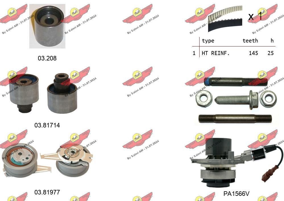 AUTOKIT 04.5355PA2: Ūdenssūknis + Zobsiksnas komplekts Zobu skaits: 145