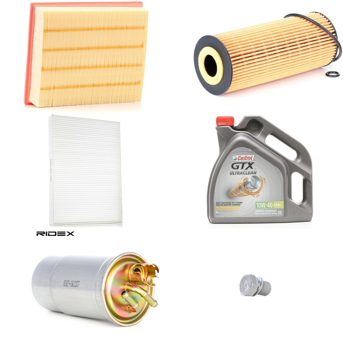RIDEX 100374T0107: Juego de filtros con aceite de motor