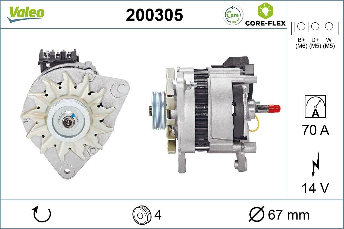 VALEO 200305: Generaator VALEO CORE-FLEX 70A