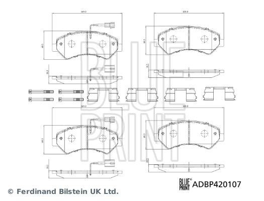 BLUE PRINT ADBP420107: Piduriklotsid Esisild, koos pidurisadula kruvidega, koos kokkusurumisvastase plekiga, koos kinnitusmaterjaliga