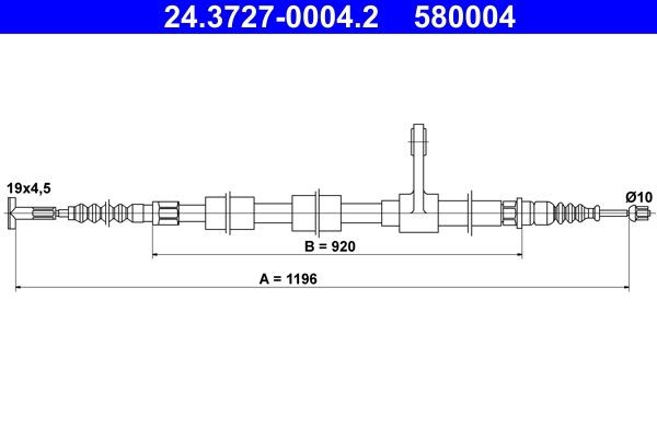 ATE 24.3727-0004.2: Handremkabel 1196mm