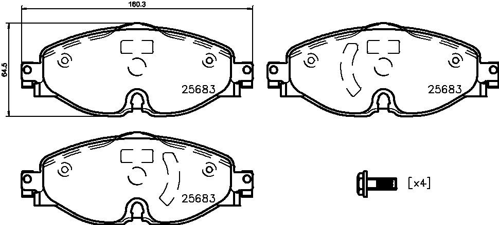 BREMBO P 85 147E: Piduriklotsid BEYOND LINE - EV koos lisadega, koos pidurisadula kruvidega, koos kokkusurumisvastase plekiga