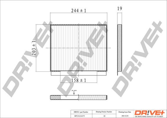 Dr!ve+ DP1110.12.0179: Filtrs, Salona telpas gaiss Aktivētās ogles filtrs
