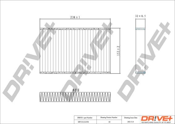 Dr!ve+ DP1110.12.0194: Filtrs, Salona telpas gaiss Aktivētās ogles filtrs