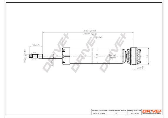 Dr!ve+ DP1610.10.0050: Амортисьор задна ос, газов, Телескопичен амортисьор