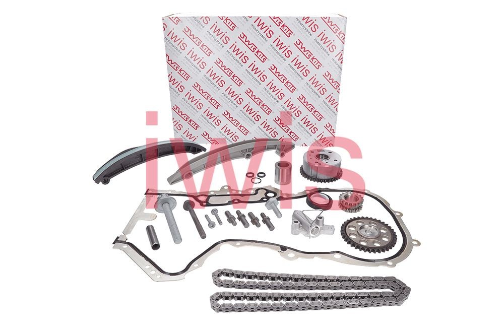 AIC 74650Set: Kamkedjesats iwis original originalutrustning av hög kvalitet, tillverkad med glidskenor, med kedjespännare, med kamaxeljusterare, med kamaxelkugghjul, med vevaxelkugghjul, med packningar, med hylsa, med löpring, Kontrollera kugghjulen avs. slitage, byt ut vid behov., med skruvar