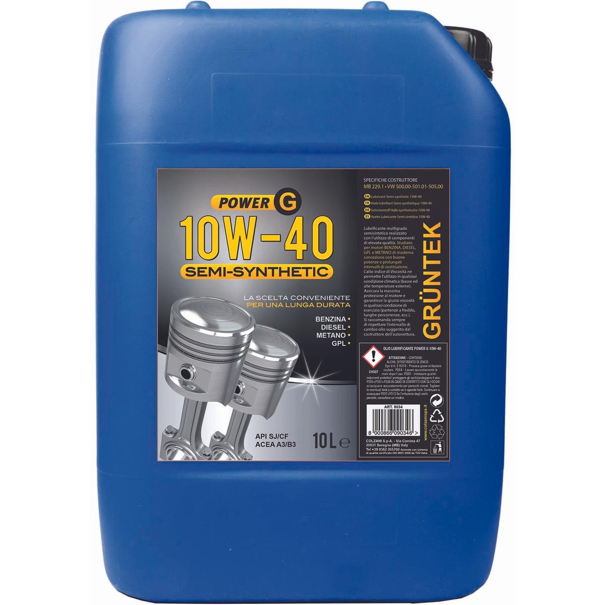 GRUNTEK 9034: Двигателно масло 10литър, 10W-40 Semi-Synthetic