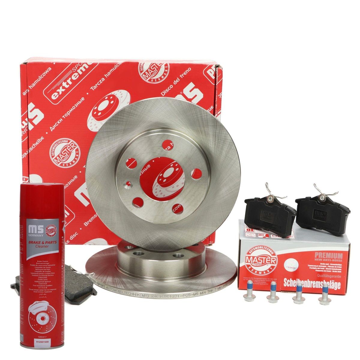 MASTER-SPORT 200901232P: Kit de travões PROMO Eixo traseiro, Ø: 230mm, cheio, com chapa anti-ruído
