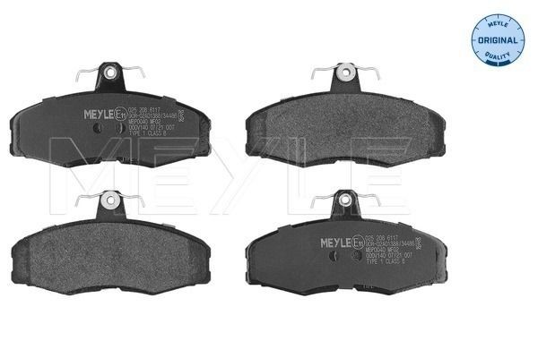 MEYLE 025 208 6117: Piduriklotsid Esisild, koos kokkusurumisvastase plekiga, ORIGINAL Quality