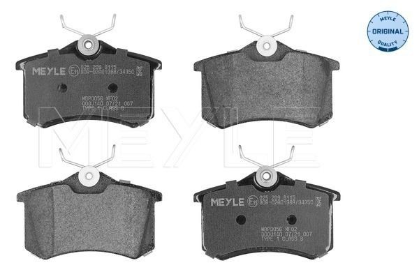 MEYLE 025 209 6115: Piduriklotsid Tagasild, koos kokkusurumisvastase plekiga, ORIGINAL Quality