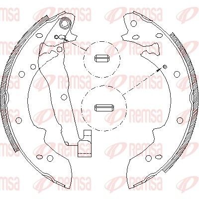 REMSA 4027.01: Juego de zapatas de frenos Eje trasero, 228,6mm, con palanca