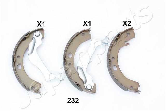 JAPANPARTS GF-232AF: Zestaw szczęk hamulcowych, hamulec postojowy z tyłu, 170[mm]