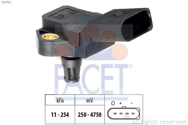 FACET 10.3112: Oro slėgio jutiklis, aukščio adaptacija Made in Italy - OE Equivalent