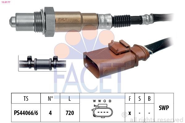 FACET 10.8177: Lambdasond med fästmaterial, Made in Italy - OE Equivalent
